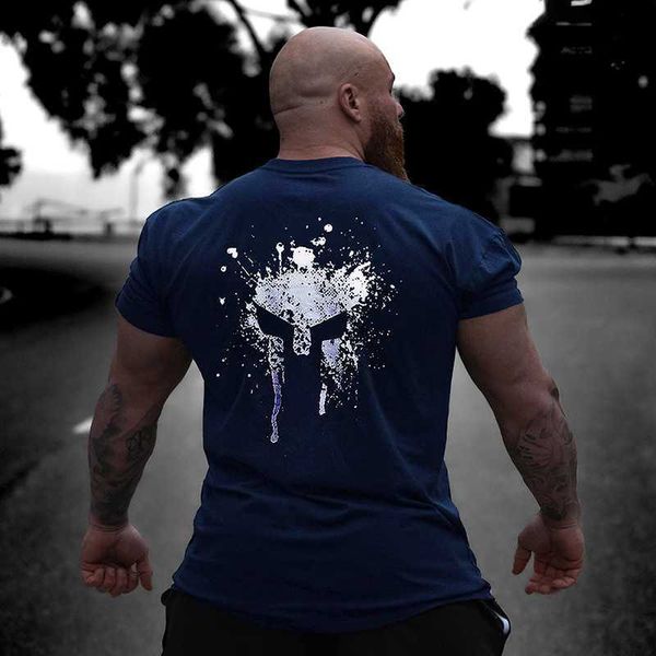 

men's t-shirts men cotton gym t-shirt bodybuilding workout streetwear cotton men t shirts l230715, White;black