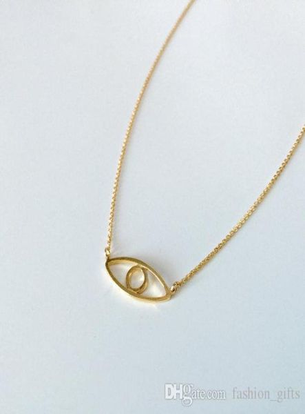 

1 eyeball hollow eye pendant chain necklace evil spirit devil human simple lucky turkey geometric round jewelry5713565, Silver