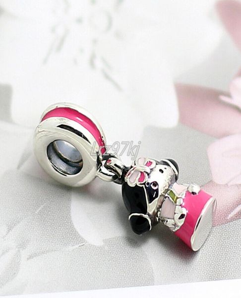 

2015 new 925 sterling silver korean doll dangle charm bead with enamel fits european jewelry bracelets necklaces & pendants3824106, Black
