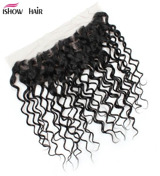 

ishow frontal lace closure brazilian peruvian malaysian indian virgin human hair for women girls all ages natural 828inch water w7250006, Black;brown