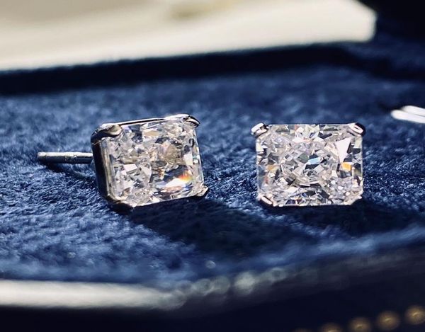 

flower cut 2ct diamond stud earring 100 real 925 sterling silver jewelry promise engagement wedding earrings for women men4501814, Golden;silver