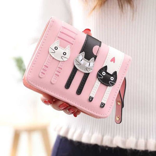 

wallet women's short wallet cute three cats versatile wallet shop