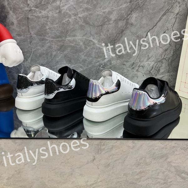 

luxury designer calfskin casual shoes reflective vintage leather trainers fashion leisure shoe platform lace-up print sneaker xsd221135, Black