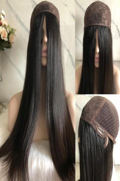 

4x4 silk jewish wig black color 1b finest european virgin human hair kosher wigs capless wigs fast express delivery2093403, Black;brown