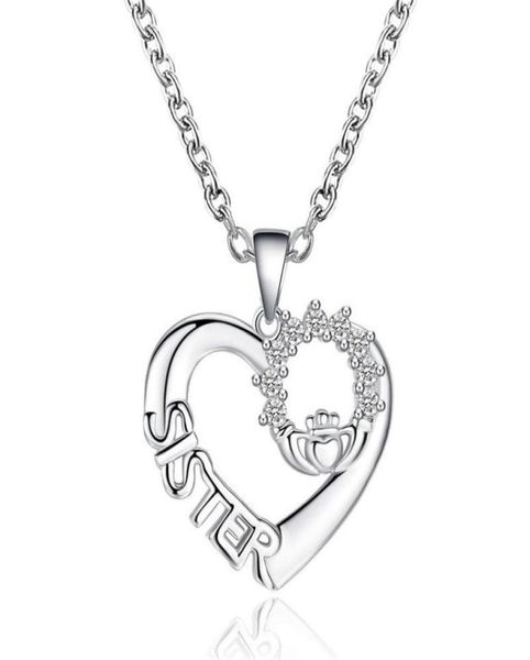 

pendant necklaces zircon sister crown alphabet necklace adjustable chain 2021 trendy jewelry9024498, Silver
