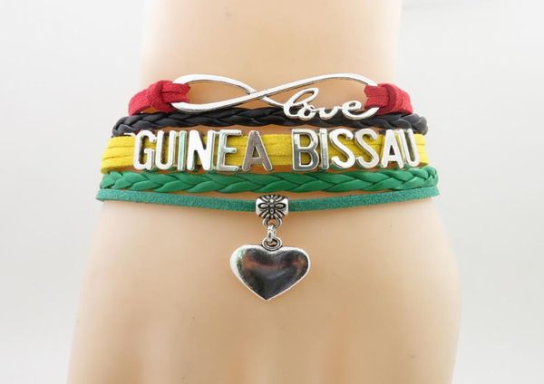 

infinity love guinea bissau country bracelet heart charm guinea bissau national flag green bracelets bangles for woman and man9158992, Golden;silver