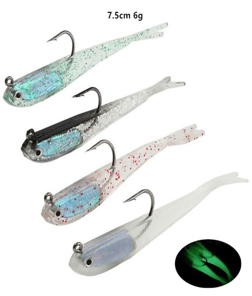 

75cm 6g bionic fish hook soft baits lures jigs single hooks fishhooks 6 kinds of color silicone fishing gear whole21820108