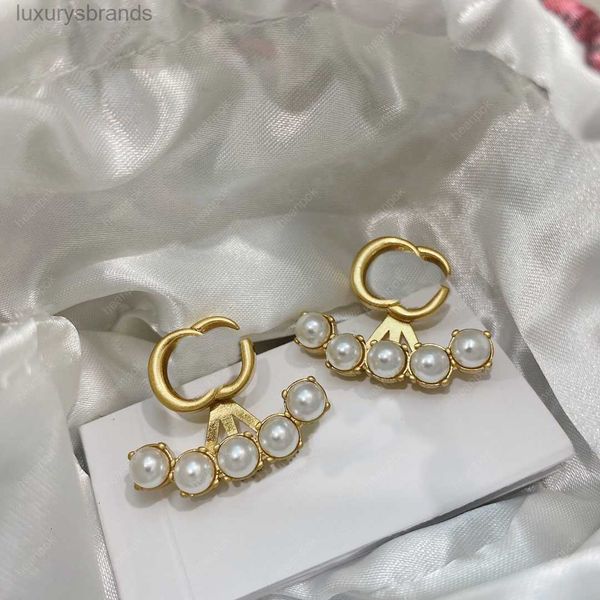 

fashion designer earrings for women stud earrings pearl jewelry gold letters hoop earring diomond box wedding ear studs charm new 22012203, Golden;silver