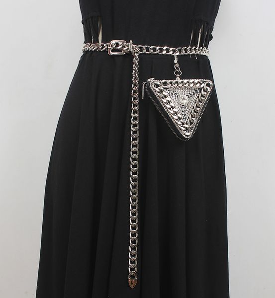 

waist bags mini triangle fanny packs women adjustable chain with coin bag female street bling chest 230713