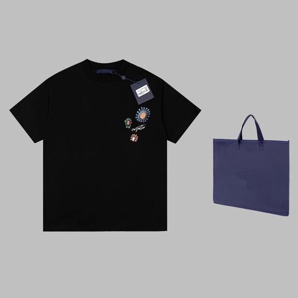 

2023ss spring and summer new high grade cotton printing short sleeve round neck panel tshirt size m-l-xl--xxxl color black white u7d55v, Black;brown