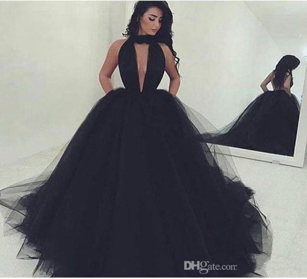 

sleeveless back out evening dresses deep vneck backless long ball gown black prom dresses pageant dress evening gowns7492228, Black;red