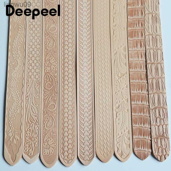 

1pc deepeel 38cm110120cm first layer cowhide embossed belt with pin buckle band diy handmade crafts leather belts accessories l230704, Black;brown