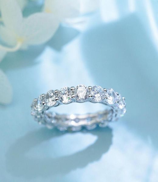 

lovers eternity 4mm lab diamond ring 925 sterling silver jewelry engagement wedding band rings for women fine party accessory3318139, Slivery;golden