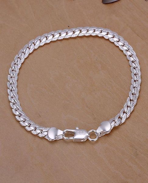 

men039s 5mm 20cm 925 sterling silver chains bracelets bangles h1993137959, Black