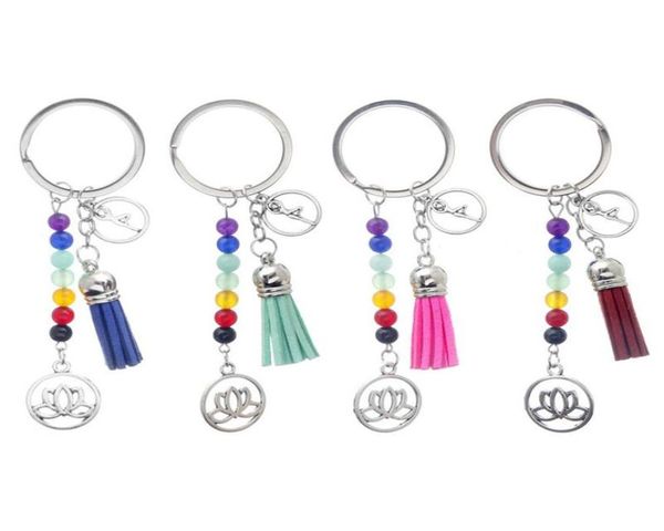 

fashion keychains cute healing crystal stone chakra pray car key chain tassel keyring bag pendant women jewelry accessories gift8517251, Slivery;golden
