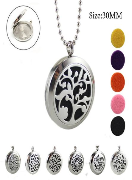 

8 style premium aromatherapy essential oil diffuser necklace locket pendant stainless steel jewelry 24quot long chain necklace 5690027, Silver