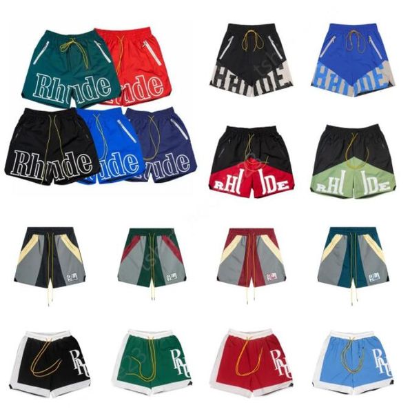 

rhude shorts summer swim shorts casual mens shorts blue black beach pants size s m  xl men street drawstring tighness loose ligthweight sho, White;black