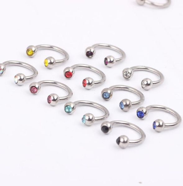 

nose jewelry n05 100pcslot mix 8 colors 16g ball circulars horseshoes eyebrow nose rings body piercing jewelry whole5336302, Silver