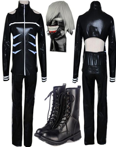 

tokyo ghoul cosplay costumes kaneki ken cosplay costumes hoodie jackets black fight uniform full set with mask7205479
