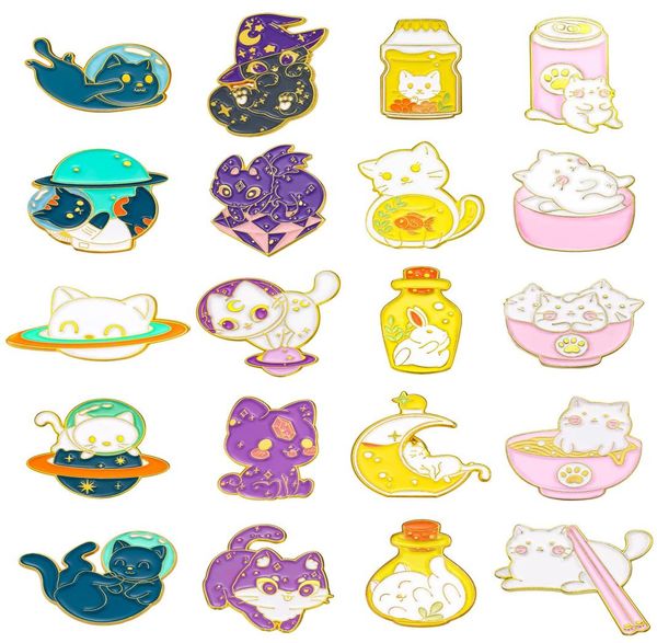 

pins brooches enamel cat cute brooch for backpacks aesthetic cartoon lapel ba amcfw4666120, Gray