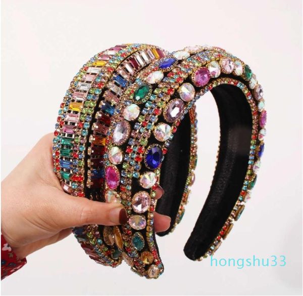 

luxury full crystal hairbands womens hair accessories baroque padded head band colorful rhinestone headband princess headdress9131832, Silver