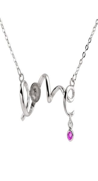 

love pendant necklace settings dangle with one tiny zircon 925 sterling silver pearl mount necklaces blank 3 pieces6573152, Slivery;crystal