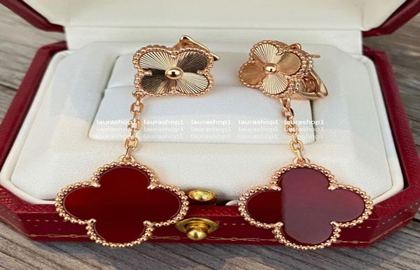 

lucky fourleaf clover dangle earrings korean style net red long tassel elegant women6126990, Silver