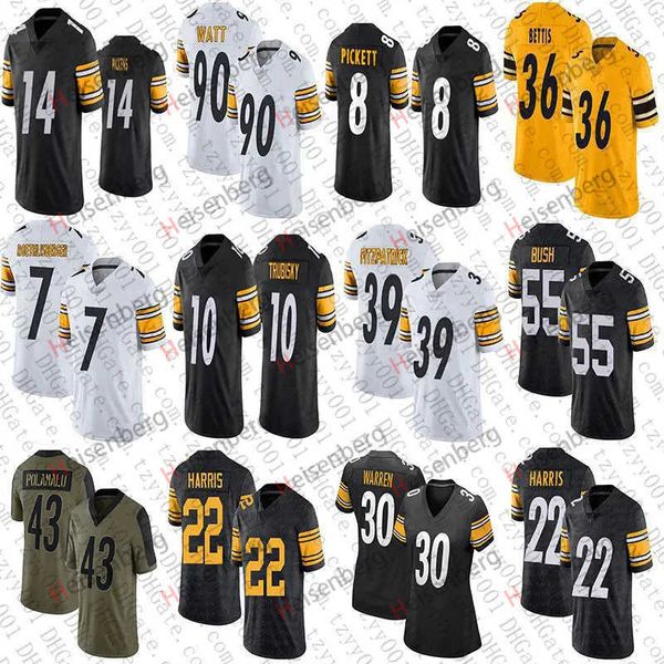 

kenny pickett tj watt george pickens football jerseys franco najee harris jaylen warren pat freiermuth diontae johnson connor heyward troy p, Black;red