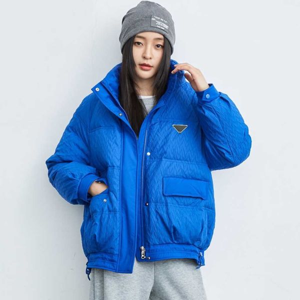 

autumn and winter ladies stand collar three-dimensional pattern loose short down coat, down fill fluffy full and comfortable, three-dimensio, Black