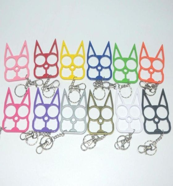 

cute cat key rings rabbit ears selfdefense tool two finger clasp with key chain supplies outdoor window breaker6074552, Slivery;golden