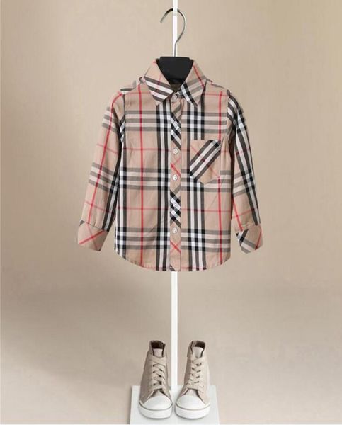 

plaid shirt 2018 european and american new arrival autumn long sleeve lapel shirt pure cotton boys small plaid shirt1075562, White;black