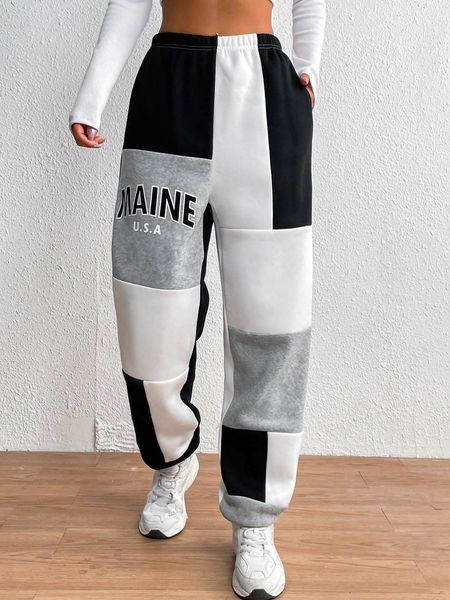

women's letter graphic sweatpants, White