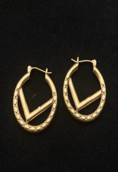 

no boxes brass women designer studs classic earrings luxury retro color copper earrings1171424, Golden;silver