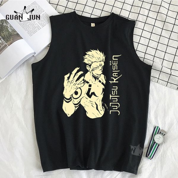 

men' tank 100 cotton jujutsu kaisen anime gojo satoru men undershirt vest casual clothing singlets sleeveless 230715, White;black