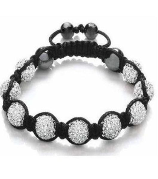 

0mm mixed white white disco ball beads bangles crystal shamballa bracelet jewelry christmas gift6500051, Black