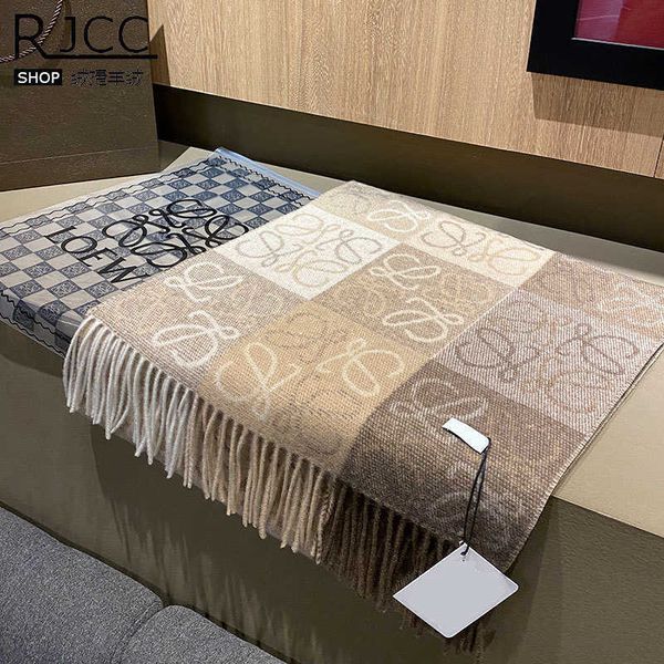 

rjcc autumn winter tassel classic jacquard cashmere scarf comfortable and warm color matching thickened women's lamb wool shawl, Blue;gray