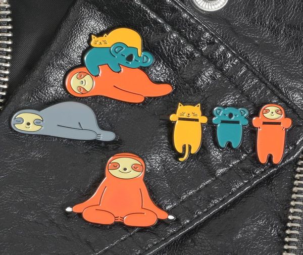

cartoon animal sloth cute small funny enamel brooches pins for women christmas demin shirt decor brooch pin metal kawaii badge1028658, Gray