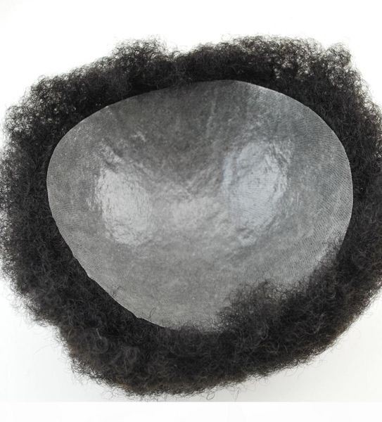 

stock human hair afro toupee thin skin full poly hair system for black men4071982