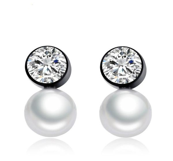

whole diamond pearl earrings zircon cz diamond imitate pearl stud earrings for women jewelry brincos boucle d039oreille e7765987, Golden;silver