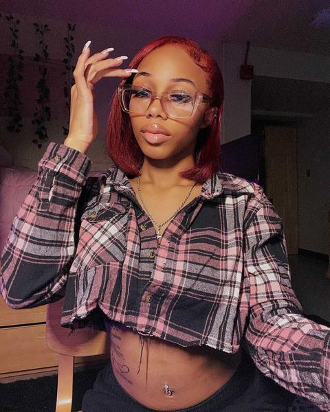 

fashion trend summer yarn woven checker shirt short spicy girl, White