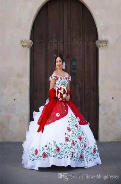 

2021 white and red quinceanera dresses with embroidery beads sweet 16 prom pageant debutante dress party gown qc 11176247952, Blue;red