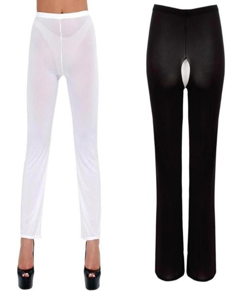 

women039s panties women skinny glossy pencil pants trousers shiny sheer crotchless leggings transparent see through linger5880736, Black;pink