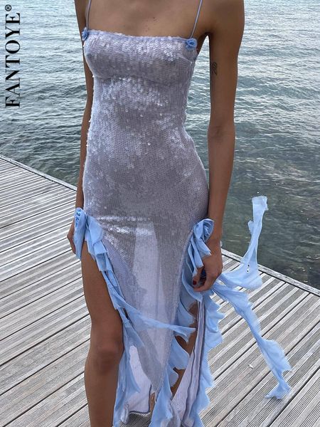 

basic casual dresses fantoye glitter sequins sparkling flower women dress backless high slit long female skinny elegant evening partywear 23, Black;gray