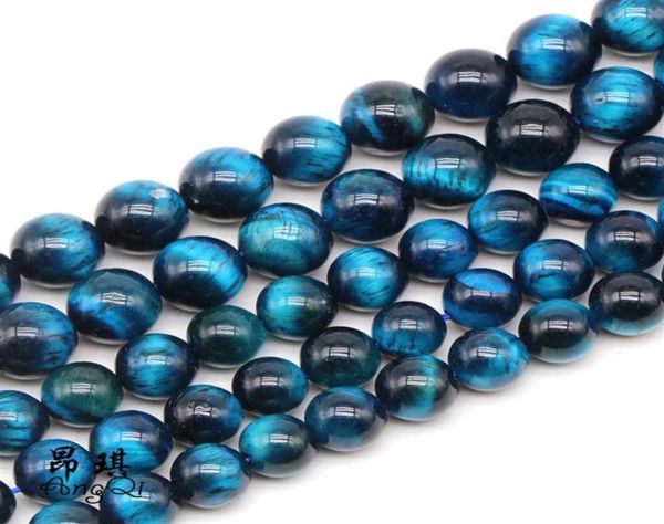 

2022 new blue tiger eye stone loose beads diy accessories blue tiger eye loose beads beads semifinished whole246u3276645, Green;white