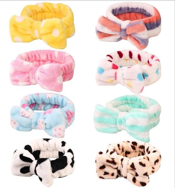 

cosmetic headband women fleece face wash hairband bow makeup hair band coral velvet sports shower headband striped hair accessorie9886974, Slivery;white
