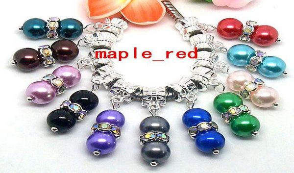 

100pcslot beautiful mixed silver plated round rhinestone imitation pearl beads 6mm charms dangles fit european bracelet necklac8892504, Black