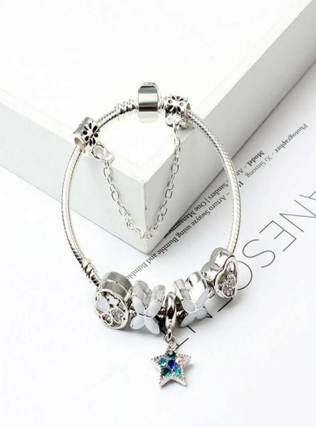 

wholesale- new fashion european charm beads bracelets style bracelet 925 sterling silver snake chain bangles diy jewelry with logo1465454, Golden;silver