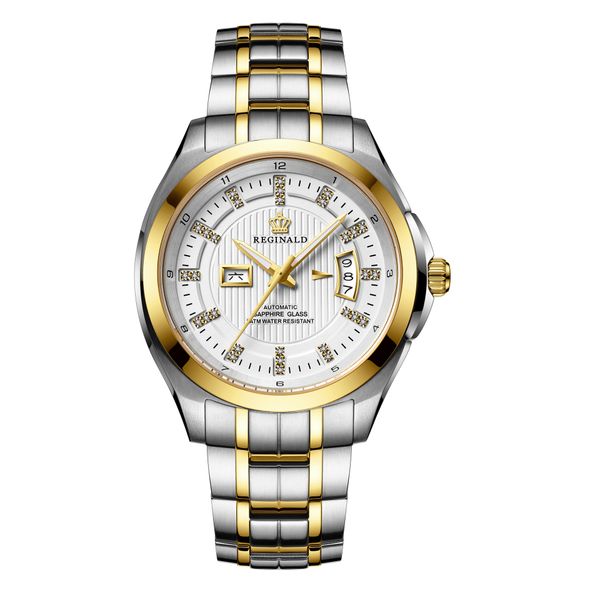 

men's watches 43mm diamond automatic mechanical wristwatches with box stainless steel luminous sapphire waterproof luxury high quality, Slivery;black