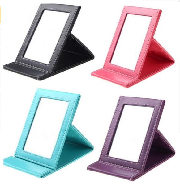 

new korean fashion pu leather cosmetic mirror portable folding deskmirror travel deskstrong foldable table mirrors cosmeti4497891