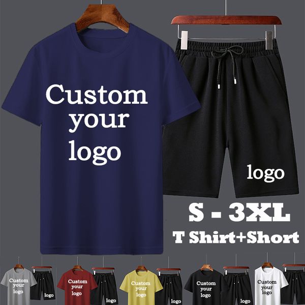

mens tracksuits fashion men custom short sets casual suit tshirts shorts 2 piece set summer tracksuit 230715, Gray